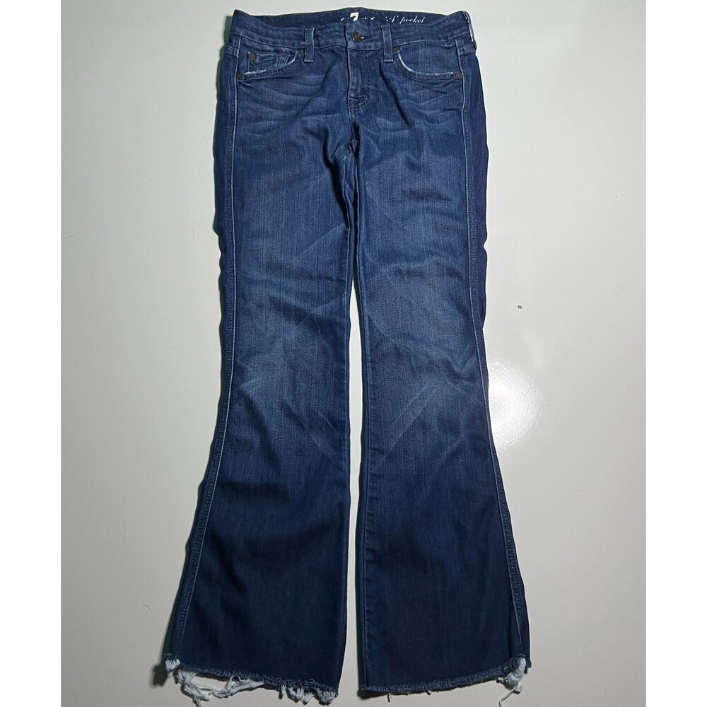 7 For All Mankind Womens Flare Jeans Size 26 Low Rise Blue Denim Y2K